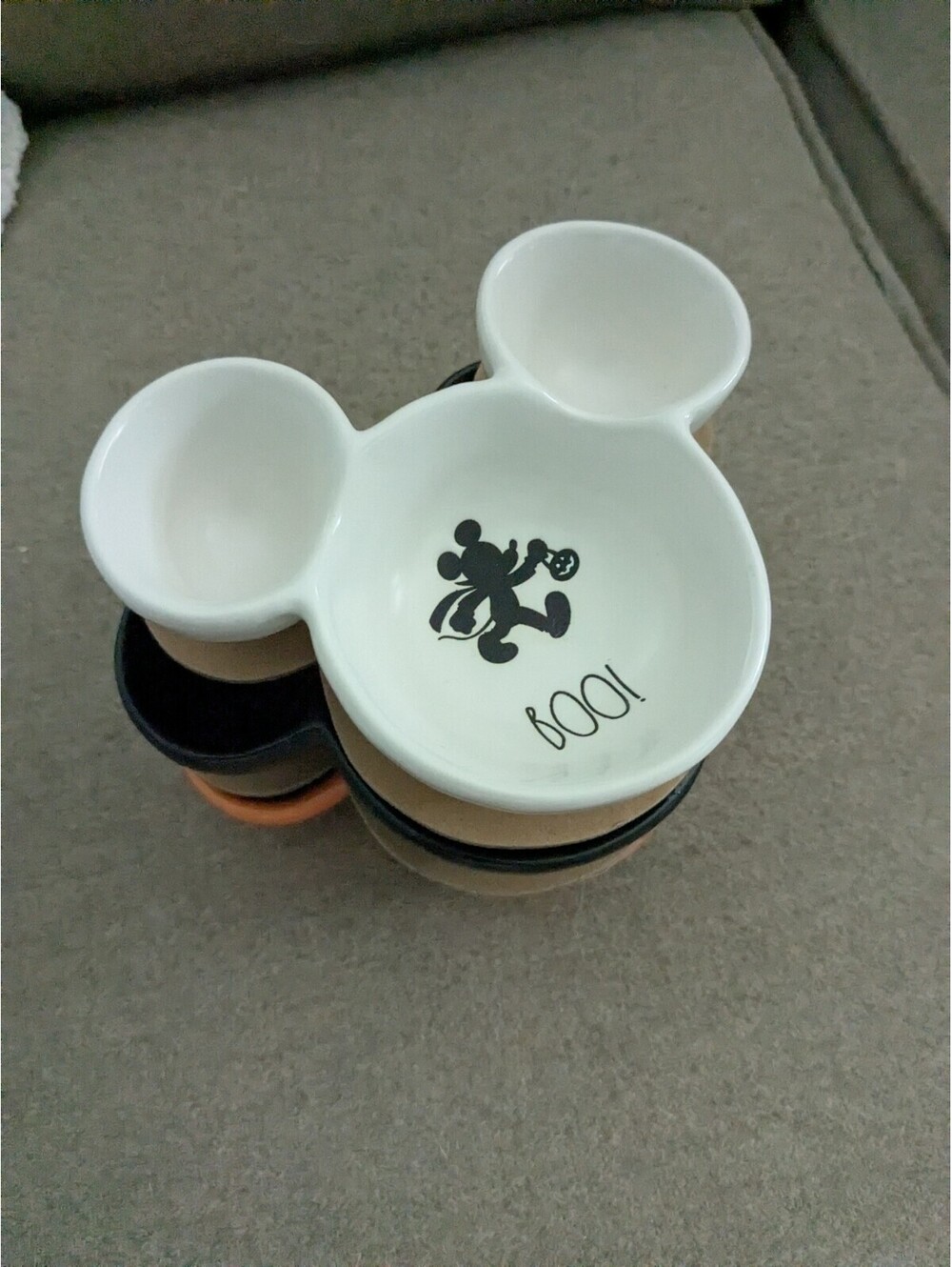 Rae Dunn Disney Mickey Mouse Halloween Snack Bowls Set of 3 EEK AHH BOO NEW